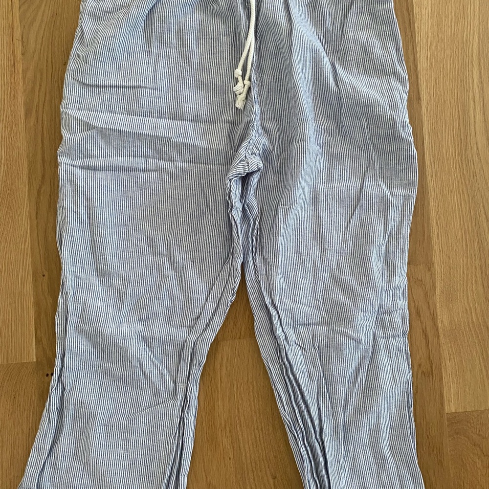 John Galt Blue Striped Linen Pants